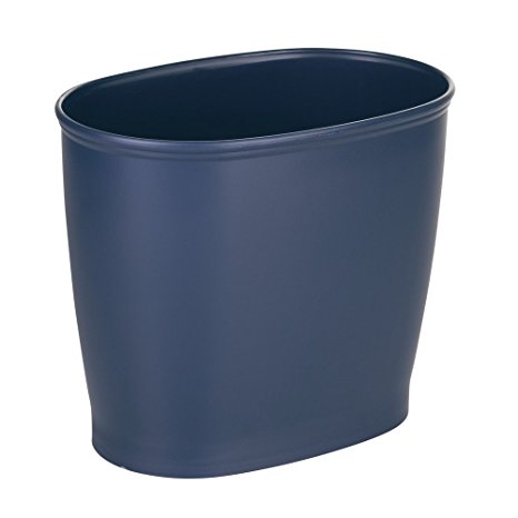 InterDesign Kent Oval Wastebasket Trash Can for Bathroom, Kitchen, Office - Navy Blue