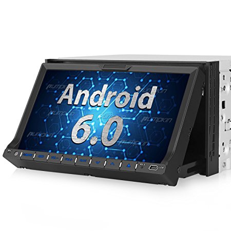 Pumpkin Android 6.0 Car Stereo - Motorized Multi-touch Screen – Support GPS Bluetooth Radio, DVD CD Player, 3G WIFI, DVR Backup Camera, Mirror Link, Subwoofer Audio Output