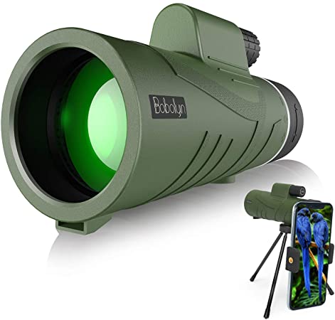 2020 Newest Monocular Telescope -12x50 HD Monocular with Smartphone Holder & Tripod- Day &Night Vision, Waterproof Monocular- BAK4 Prism Optical Lens for Bird Watching, Gifts for Kids Adults