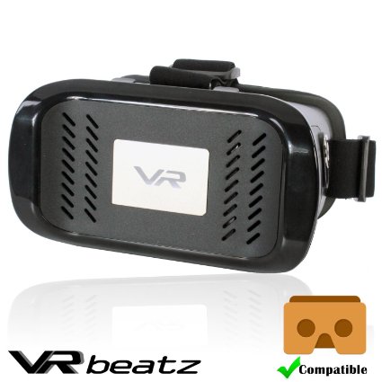 VR Headset Virtual Reality Goggles Glasses by VR beatz - Deep Immersive Experience on 3D Movies & Games, Compatible with Google Cardboard, Light Weight & Comfortable, fits 4-6" iPhone Samsung Galaxy