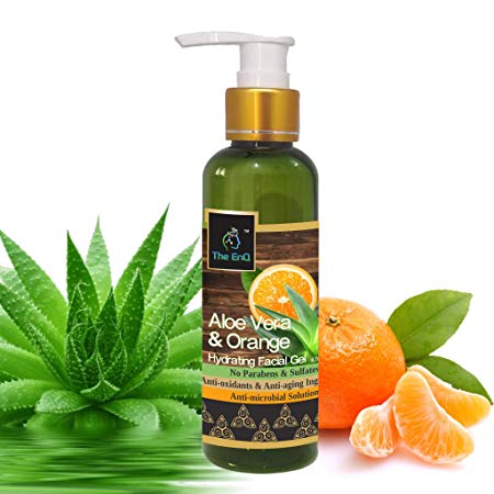 The EnQ Orange & Aloevera Hydrating Facial Gel 200ml/6.76 fl.oz - Paraben Free Refreshing Facial Gel - Skin Hydrating Gel, Moisturizer, Anti-acne Gel