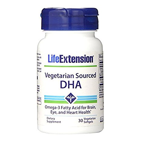 Life Extension Vegetarian Sourced DHA Soft Gels, 30 Count