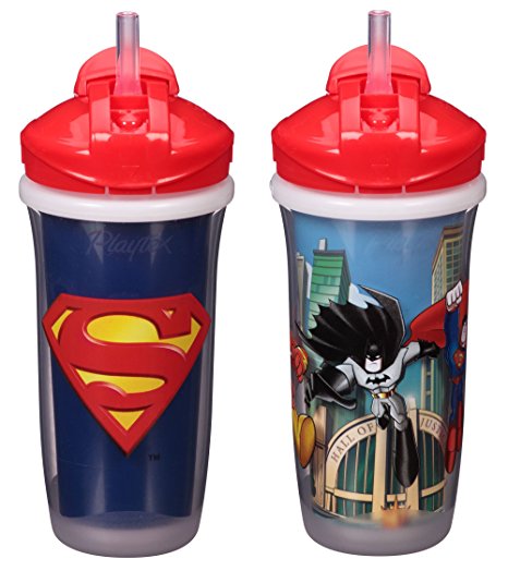 Playtex Sipsters Stage 3 Super Friends Straw Sippy Cups for Boys - 9 Ounce - 2 Count