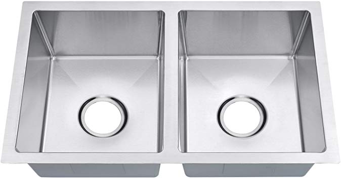 Primart Rv Series Handmade Double Bowl 16 Gauge Stainless Steel Undermount Kitchen Sink 50/50 Equal Modern, 27" L (2716-5050)
