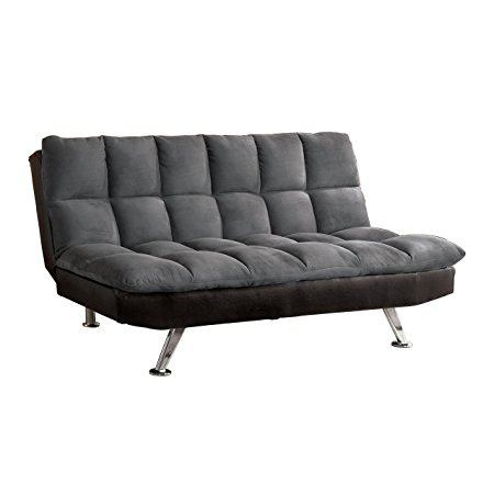 Pearington Microfiber with Leatherette Futon Sofa, Tigray Gray