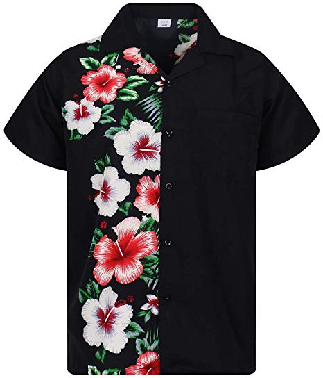 V.H.O Funky Hawaiian Shirt Men Short-Sleeve Front-Pocket Wedding Chic Multiple Colors