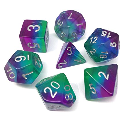 Hengda dice Polyhedral 7-Dice Set Color Translucent Gaming Dice for Dungeons and Dragons DND RPG MTG Table Games Dice