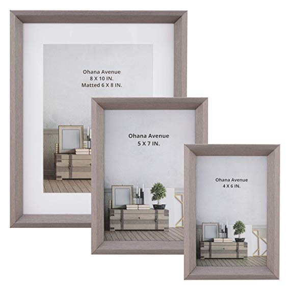 Picture Frames Metallic Silver Collage Set of 3 – Size 4x6,5x7&8x10 – Bevel Wood Photo Frame Sets for Kitchen and Gallery Wall Decor – 3 Pack Tabletop & Wall Mount Picture Frame Set for Home Décor