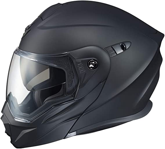 ScorpionEXO Unisex-Adult Modular/Flip Up Adventure Touring Motorcycle Helmet (Matte Black, X-Large) (EXO-AT950 Solid)