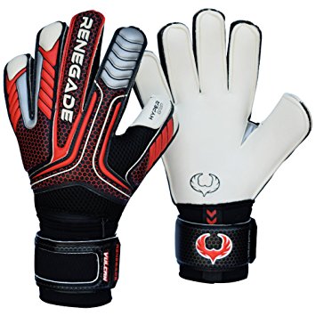 R-GK Vulcan Goalie Gloves With Removable Pro Fingersaves - Improve Any Soccer Goalie's Confidence & Performance - 3 Styles/Cuts (Hybrid, Roll, Flat), Sizes 6-11 - Adult & Youth, Match Level