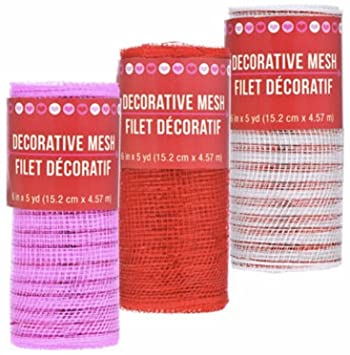 Valentines Day Decorative Mesh (5yds, 6 inch wide each) (Bundle of 3)