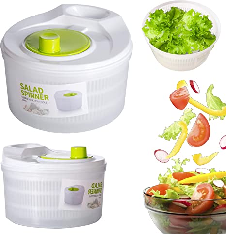 niceeshop Capacity 5L Salad Spinner Vegetable Washer Fruit Vegetable Bowl Salad Spinner with Cover Vegetable, Good Grips Salad Spinner, Kitchen Tool for Lettuce Dryer Salad Shooter Small Salad Spinner