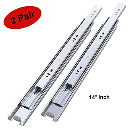 2 Pair of 14 inch Full Extension Side Mount Ball Bearing Sliding Drawer Slides, Available in 10", 12", 14", 16", 18" and 20" Lengths