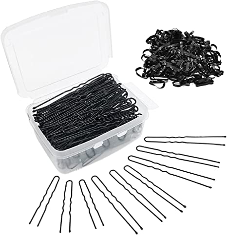 120 Pcs U Shaped Hair Pins and 100 Pieces Rubber Hair Bands,maxin Bun Hair Pins Assorted Size 4.5cm 6cm 7cm Bobby Pins Hair Clips for Women Girls Wedding Hairstyles with Box.