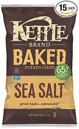 Kettle Brand Baked Potato Chips,  Sea Salt, 4 Ounce(Pack of 15)