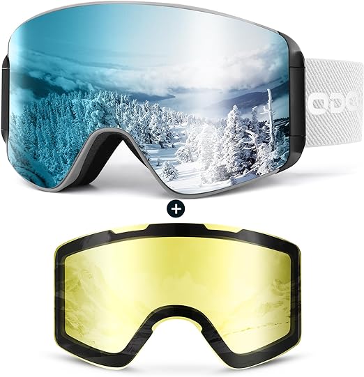 Odoland Ski Goggles Set with Detachable Lens,UV Protection Snow Goggles for Men and Women