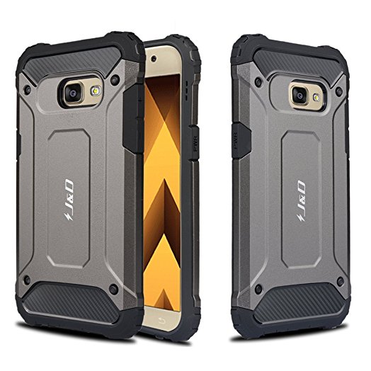 Galaxy A5 2017 Case, J&D [ArmorBox] [Dual Layer] Hybrid Shock Proof Protective Rugged Case for Samsung Galaxy A5 (Release in 2017) - Grey