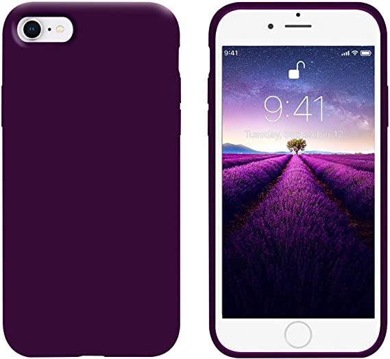 OTOFLY for iPhone SE Case 2020, iPhone 8 Case,iPhone 7 Case, [Silky and Soft Touch Series] Premium Soft Button Liquid Silicone Rubber Protective Case Compatible with iPhone 7/8/SE 2020 - Purple