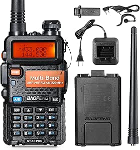 BAOFENG GT-5R PRO Ham Radio Handheld, 5W Dual Band Two Way Radio, UV-5R Upgraded Version, UHF/VHF/FM/Airband/NOAA Multi-Band Receiver with 128 CH, 1800mAh Battery, Supports CHIRP