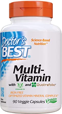 Doctor's Best Multi-Vitamin, Formulation Fully Optimized for Absorption, Vitamins, Minerals, Antioxidants & Nutrients, Vegan, Gluten Free, 90 Veggie Caps