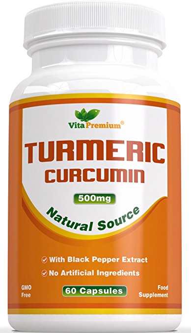 Turmeric Curcumin with Black Pepper Extract - 100% MONEY BACK GUARANTEE - 60 Powdered Veg Capsules, Powerful Anti-Inflammatory & Antioxidants - Promotes Joint Health, Helps Reduce Pain and Inflammation - Feel the Difference or Your Money Back