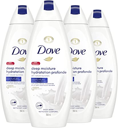 Dove Body Wash with skin natural nourishers Deep Moisture for instantly soft skin and lasting nourishment, 354 mL (Pack of 4)