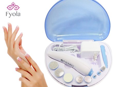 New Portable Nail Drill/File [Fyola®] , Personal Manicure/Pedicure Electric System Nail Drill Machine, Nail Care, Improved Design, More Powerful Than Ever, 8 Interchangeable Heads, Rechargeable, Premium Quality