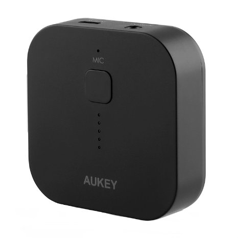 AUKEY Bluetooth Receiver Portable Wireless Audio Adapter with 3.5 mm Stereo Output Music Streaming Receiver, Hands free Calling for Home Audio Car Sound System Bluetooth Car Kits (BR-C1, Black)