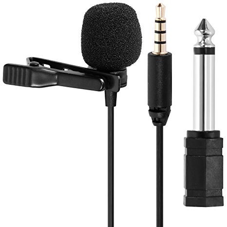 TONOR Lavalier Lapel Microphone Omnidirectional Mini Condenser Mic for Smartphons DSLR Camcoderders for Audio Video Recording