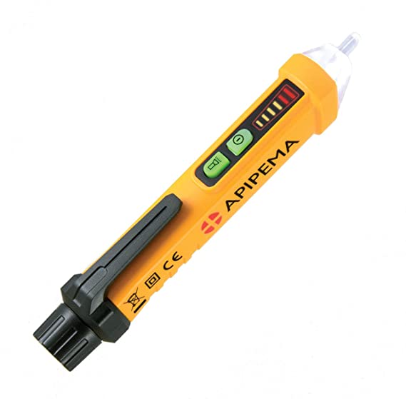 Apipema Non-Contact Voltage Tester Pen 12-1000V AC with Torchlight, Pocket Clip and Pre-Installed Battery Kit