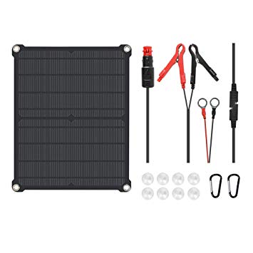 Renogy 16W 12V Portable Solar Panel Battery Maintainer Trickle Charger with Lighter Plug, Alligator Clips, and Battery Cables