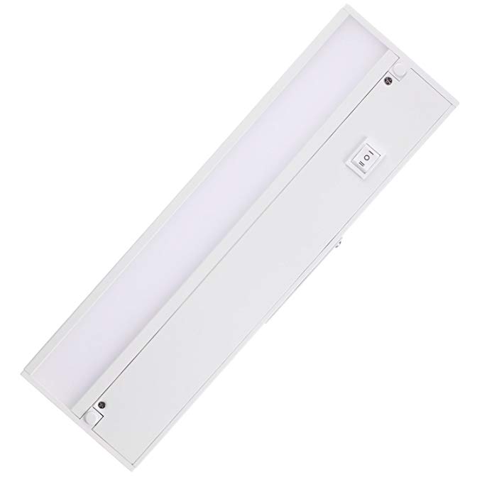 GetInLight Dimmable Hardwired or Plugged-In Under Cabinet LED Lighting with ETL Listed, Edge lit Technology, Day Light(5000K), Matte White Finished, 12 Inch, IN-0201-1-WH-50