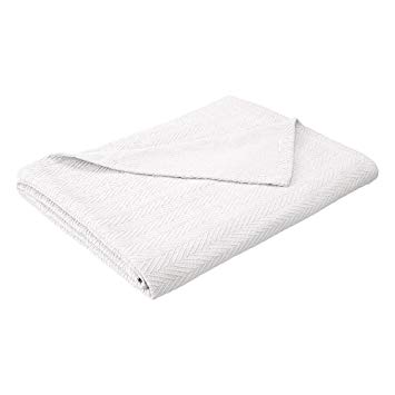 eLuxurySupply Metro Weave Blanket - 100% Soft Premium Cotton Blanket - Perfect for Layering Any Bed, King, White