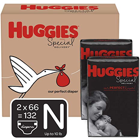 Huggies Special Delivery Hypoallergenic Baby Diapers, Size Newborn (up to 10 lbs.), 132 Count, Economy Plus Pack