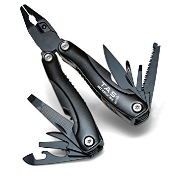 TAS Accessories 13-IN-1 Black Pocket Multitool - With Sheath, Knife, Pliers, Saw & Other Tools - Ideal for Home, Travel, Quick Car Fixes, Camping, Gardening, Survival, Fishing - Perfect Gift for Men