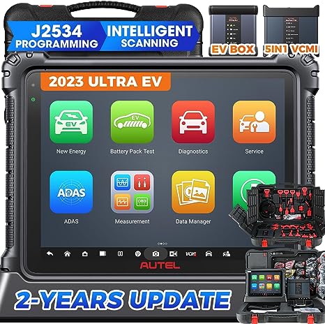 Autel MaxiSys Ultra EV UltraEV: 2023 2-Years Free Update, Updated of MS Ultra Elite with EVDiag Kit, High-Voltage System & Battery Analysis, MaxiFlash VCMI, J2534 Programming, Intelligent Topology Map