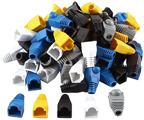 uxcell 100 Pcs Soft Plastic Ethernet RJ45 Cable Connector Boots Cover