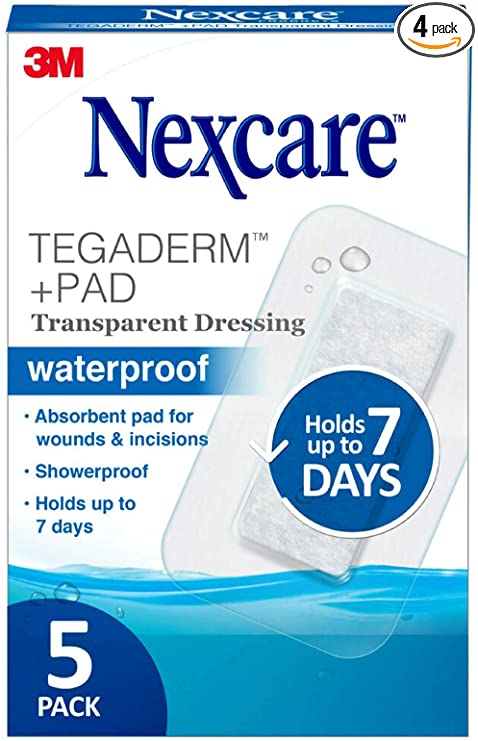 Nexcare Absolute Waterproof Premium Adhesive Pads, 2.375 x 4 inches, 5-Count Boxes (Pack of 4)