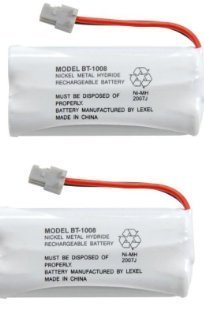 Uniden Rechargeable Phone Battery, Nickel Metal Hydride NiMH, DC 2.4V, 650mAh (BT-1008) Pack of Two