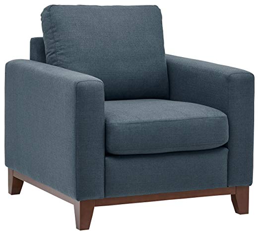 Rivet North End Exposed Wood Accent Chair, Denim