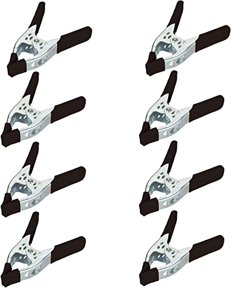 Houseables Spring Clamps, Heavy Duty Clamp, Metal, Black, 8 Pack, 15.24 cm, Large Strong Clips, Hand Squeeze Grip, Wide Jaw, Hardware Clap, for Photography, Furniture, Camping, Working, Pony, Industrial