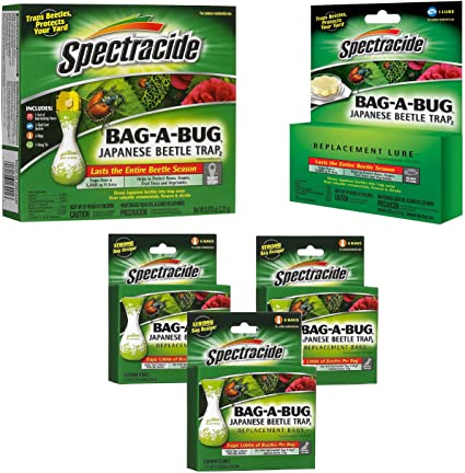 United Industries Spectracide Bag-A-Bug Japanese Beetle Trap2-1 Trap (56901)   18 Replacement Bags (56903)   1 Replacement Lure (HG-16905) (Bag-A-Bug Bundle Pack)