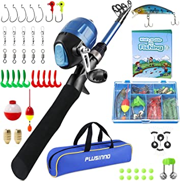 Kids Fishing Pole,Telescopic Fishing Rod and Reel Combos with Spincast Fishing Reel and String with Fishing Line