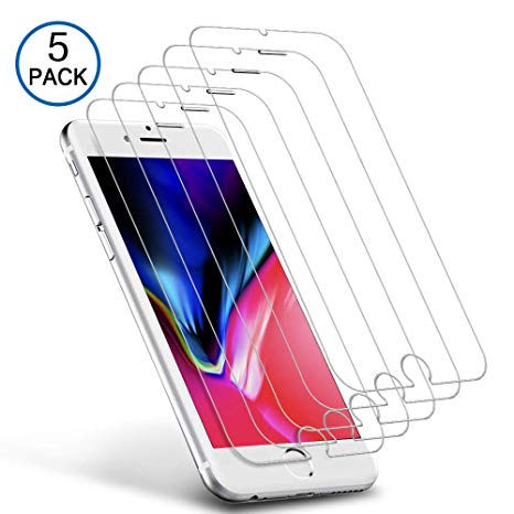 MOSBO [5 Pack] Screen Protector Compatible with iPhone 8 Plus, iPhone 7 Plus, iPhone 6S Plus, iPhone 6 Plus, Tempered Glass Screen Protector, 5.5 inch, 3D Touch, Anti-Scratch, Case Friendly