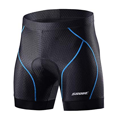 Souke Sports Men's Cycling Underwear 4D Padded Breathable Bike Undershort Shorts Anti-Slip Design