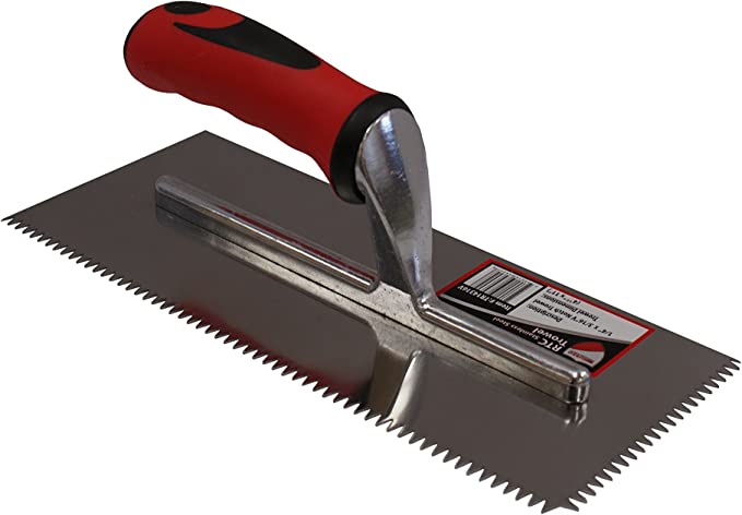 RTC STAINLESS STEEL PROFESSIONAL TILE & FLOORING TROWEL (1/4" X 3/16" V NOTCH)