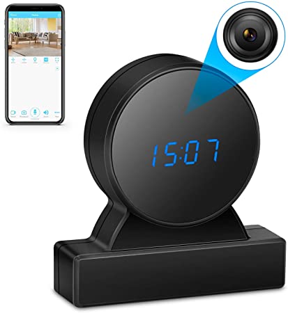 Hidden Camera Clock HD True 1080P Wireless Spy Camera WiFi Nanny Cam for Home Security Night Vision Motion Detection Alert Remote View on Android / iOS App