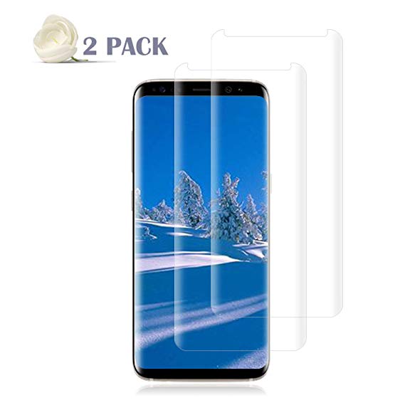 [2 Pack] Galaxy S8 Screen Protector [9H Hardness][Anti-Scratch][Anti-Bubble][3D Curved] [High Definition] [Ultra Clear] Tempered StinkLight Glass Screen Protector Compatible Samsung Galaxy S8