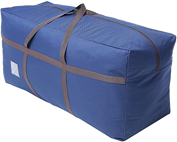 Extra Large Blue Duffel Travel Bag - Premium-Quality Heavy Duty 600D Polyester Oxford Cloth with Handles and Reinforced Seams - 42" x 16" x 20" Inches (110 x 40 x 52 Centimeters)