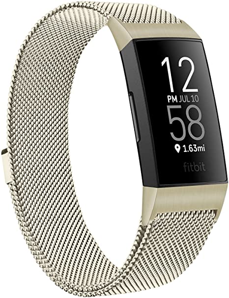 Vancle Metal Bands Compatible with Charge 4 / Fitbit Charge 3 / Charge 3 SE, Stainless Steel Mesh Magnetic Lock Wristband for Women Men